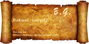 Baksai Gergő névjegykártya